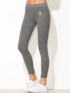 Romwe Light Grey Cat Patch Stretch Leggings