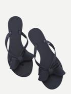 Romwe Black Bow Detail Flip Flops