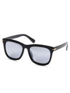 Romwe Black Frame Metal Trim Grey Lens Sunglasses