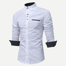 Romwe Men Grid Collar Button Up Shirt