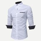 Romwe Men Grid Collar Button Up Shirt