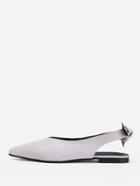 Romwe Bow Detail Pointed Toe Pu Flats