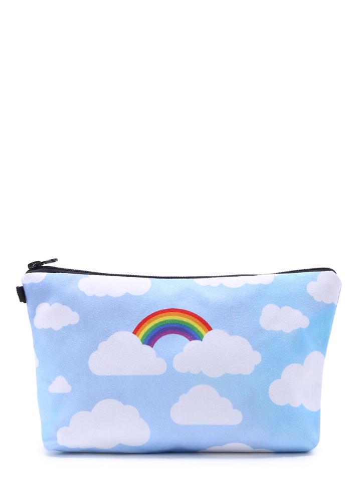 Romwe Cloud Print Zipper Makeup Bag