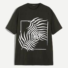 Romwe Guys Geo & Leaf Print T-shirt