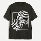 Romwe Guys Geo & Leaf Print T-shirt