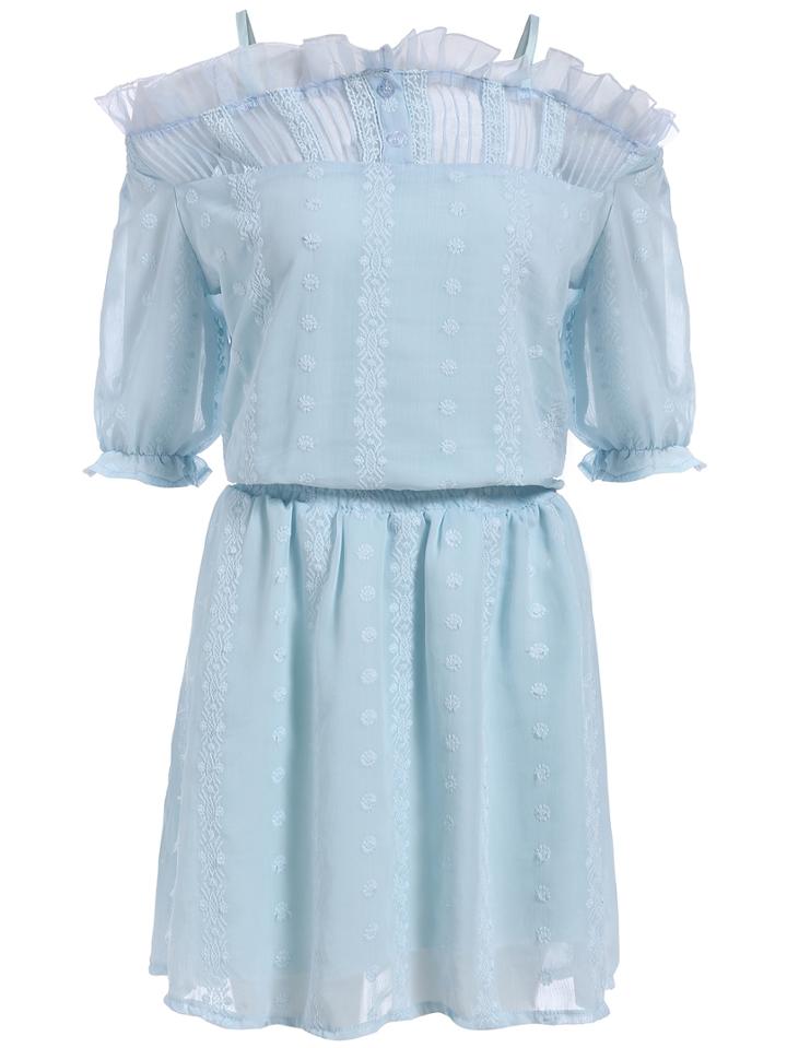 Romwe Off The Shoulder Embroidered Dress