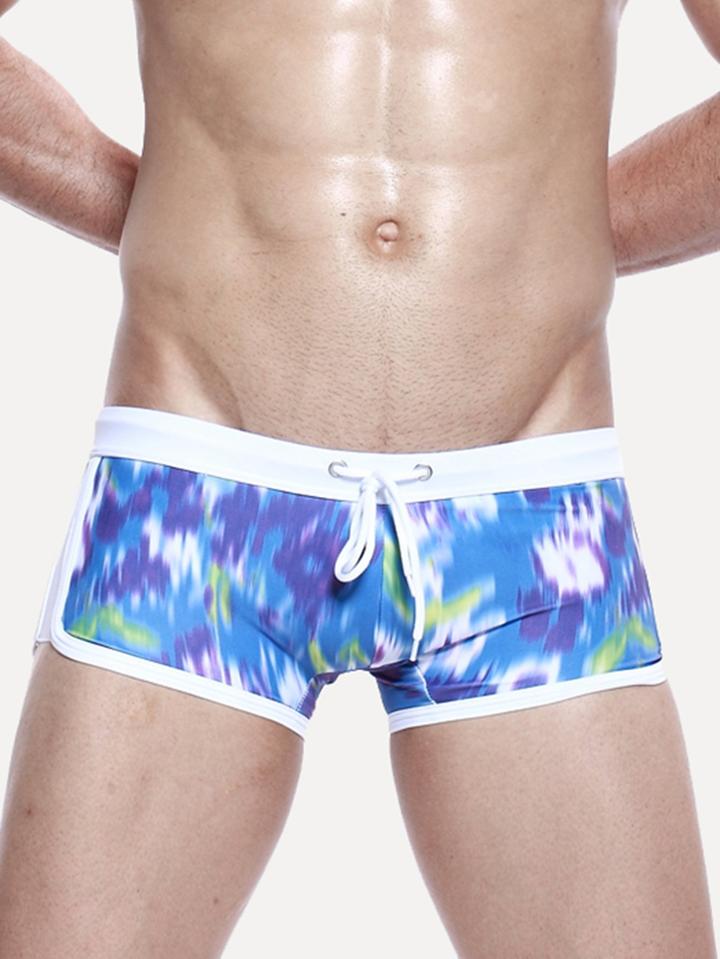 Romwe Men Tie Dye Drawstring Beach Shorts