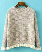 Romwe Ruffle Trim Knit Grey Sweater