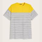 Romwe Guys Color-block Striped Tee