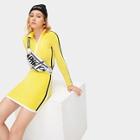 Romwe Cut And Sew Zip-up Top With Skirt