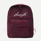 Romwe Slogan Embroidered Detail Corduroy Backpack
