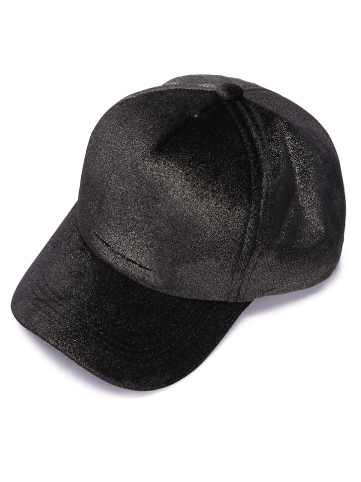 Romwe Shiny Black Stylish Casual Baseball Cap