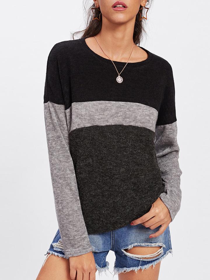 Romwe Drop Shoulder Cut And Sew T-shirt