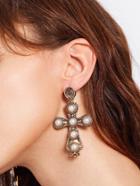 Romwe Faux Pearl Cross Design Drop Earrings