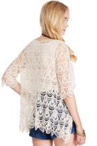 Romwe Romwe Lace Crochet Apricot Short-sleeved Cardigan