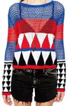 Romwe Multi-colored Hollow-out Jumper