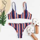 Romwe Striped Mix And Match Bikini