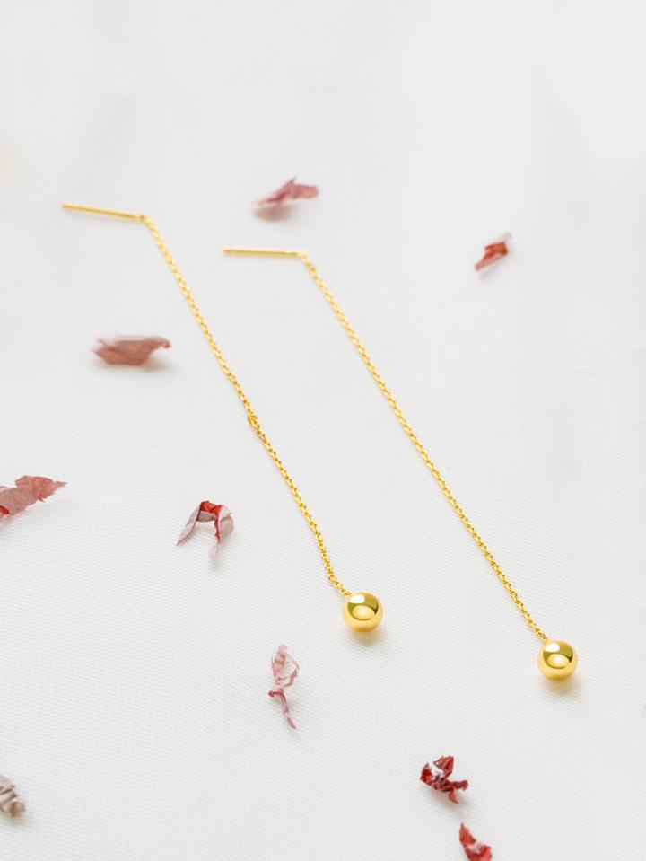Romwe Gold Orb Drop Earring