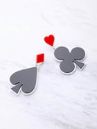 Romwe Two Tone Poker Symbol Drop Earrings