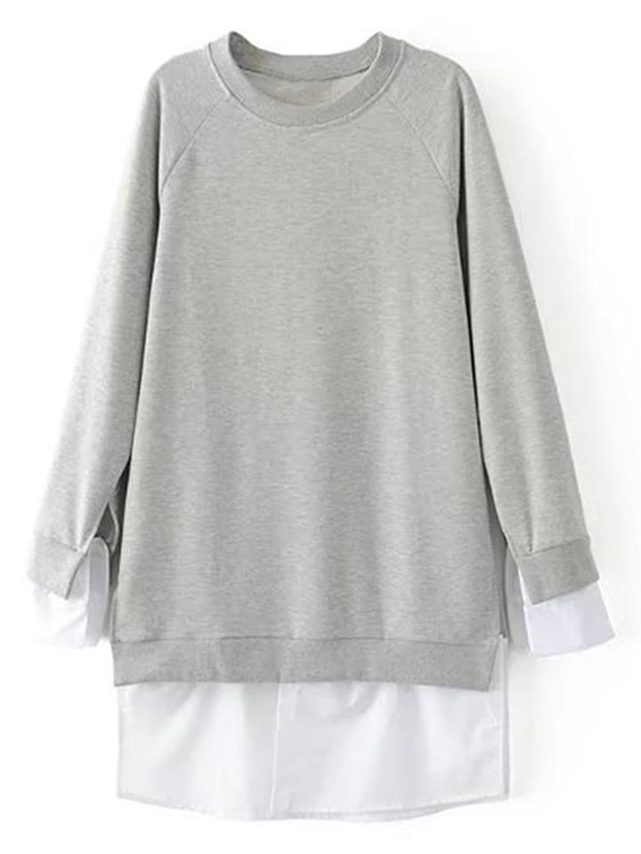 Romwe Raglan Sleeve 2 In 1 Sweatshirt Dress