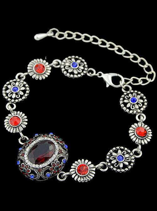 Romwe Red Diamond Link Bracelet