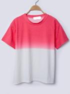Romwe Red Ombre Drop Shoulder T-shirt