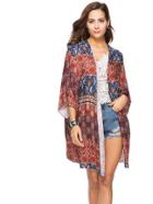 Romwe Mixed Print Robe Cover Up
