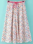 Romwe Cherry Print Pleated Skirt With Drawstring