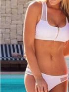 Romwe Zip Front Sports Mesh Bikini Set - White