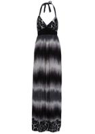 Romwe Halter V Neck Leopard Maxi Grey Dress