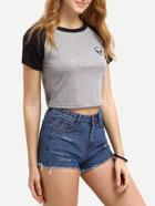 Romwe Contrast Raglan Sleeve Casual T-shirt