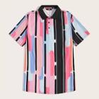 Romwe Guys Brush Stroke Stripe Print Shirt