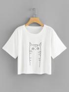 Romwe Cat Print T-shirt