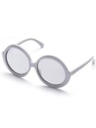 Romwe Silver Frame Clear Lens Round Sunglasses