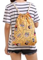 Romwe Yellow Spongebob Print Backpacks