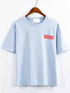 Romwe Blue Graphic Print Drop Shoulder T-shirt