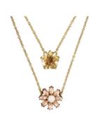 Romwe Flower Double Layers Pendant Necklace