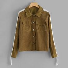 Romwe Stripe Side Corduroy Jacket