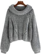 Romwe Cowl Neck Lantern Sleeve Sweater