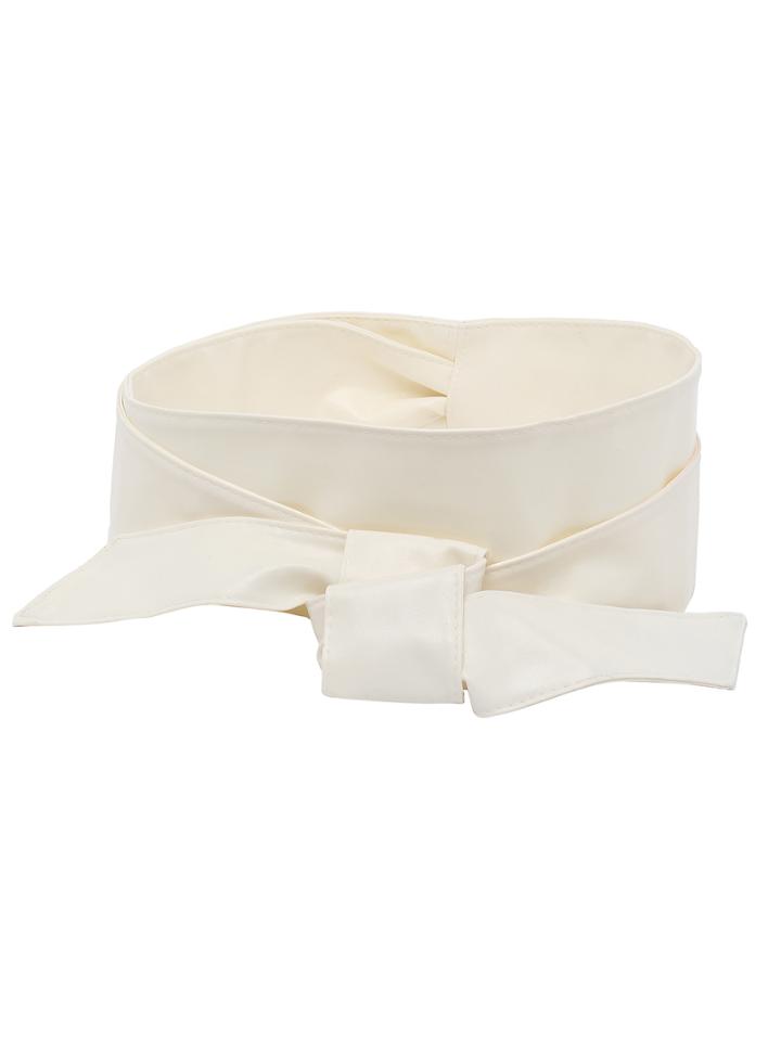 Romwe Wide Obi Wrap Belt - White