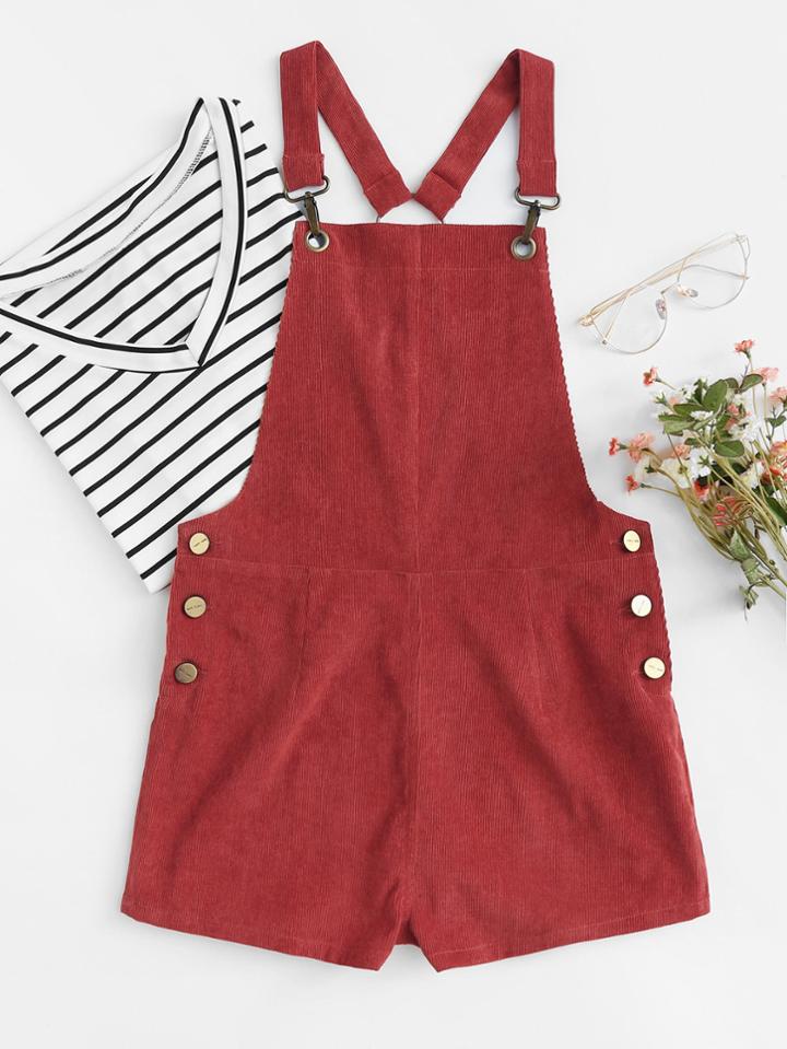 Romwe Lobster Claw Hook Strap O-ring Back Cord Overalls