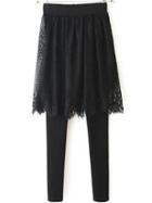 Romwe Slim Lace Skirt Black Legging