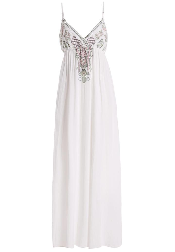 Romwe Spaghetti Strap Embroidered Maxi Dress