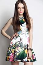 Romwe Sleeveless Floral Tank Dress