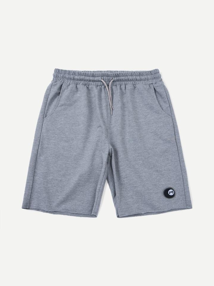 Romwe Letter Print Drawstring Shorts