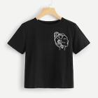 Romwe Figure Print Crop T-shirt