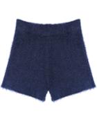 Romwe Shaggy Knit Navy Shorts