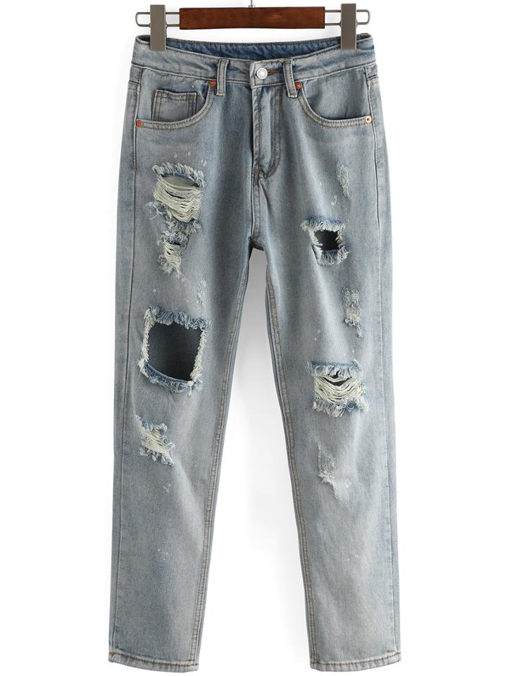 Romwe Ripped Denim Pant