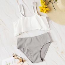 Romwe Cami Top With High Waist Bikini Set