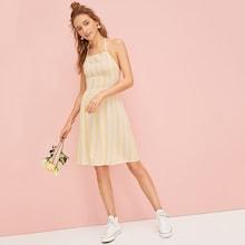 Romwe Striped Halter Dress
